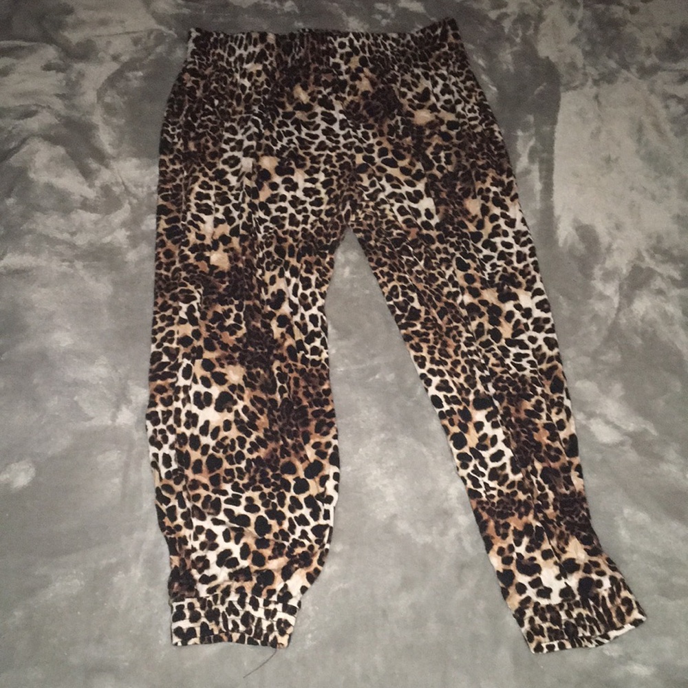 H&M Leopard Print Parachute Pants, Size L